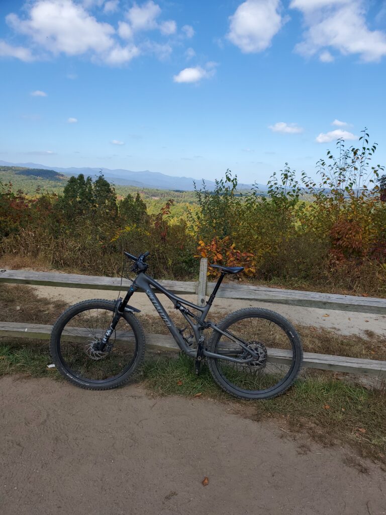 My mountain bike at Dupont State Forest. This view is at the airstrip trail